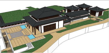 精品中式风格会所别墅建筑SU模型设计图下载 图片1.14MB 建筑模型库 SU模型