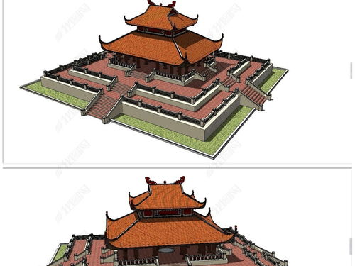 中式传统风格仿古建筑皇宫大殿su模型素材设计模型下载