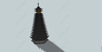 侗族特色风格仿古建筑古塔su模型素材设计模型下载